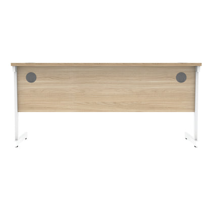 Astin Rectangular Single Upright Cantilever Desk 1600x600x730mm Canadian Oak/Arctic White KF803467