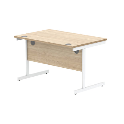 Astin Rectangular Single Upright Cantilever Desk 1200x800x730mm Canadian Oak/Arctic White KF803477