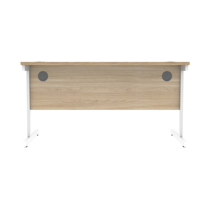 Astin Rectangular Single Upright Cantilever Desk 1400x800x730mm Canadian Oak/Arctic White KF803487