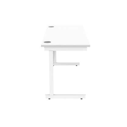 Astin Rectangular Single Upright Cantilever Desk 1400x600x730mm Arctic White/Arctic White KF803587