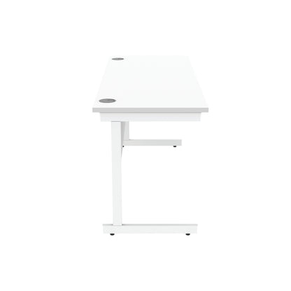 Astin Rectangular Single Upright Cantilever Desk 1600x600x730mm Arctic White/Arctic White KF803597