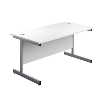 First Single Desk with 3 Drawers Pedestal 1600x800mm White/Silver KF803607