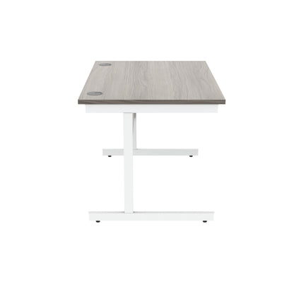 Astin Rectangular Single Upright Cantilever Desk 1200x800x730 Alaskan Grey Oak/Arctic White KF803738