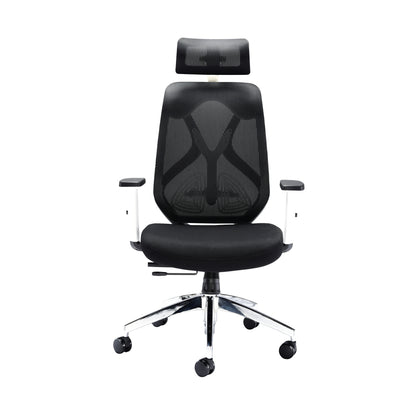 Arista Stealth High Back Chair with Headrest Adjustable Arms Black/White KF80382