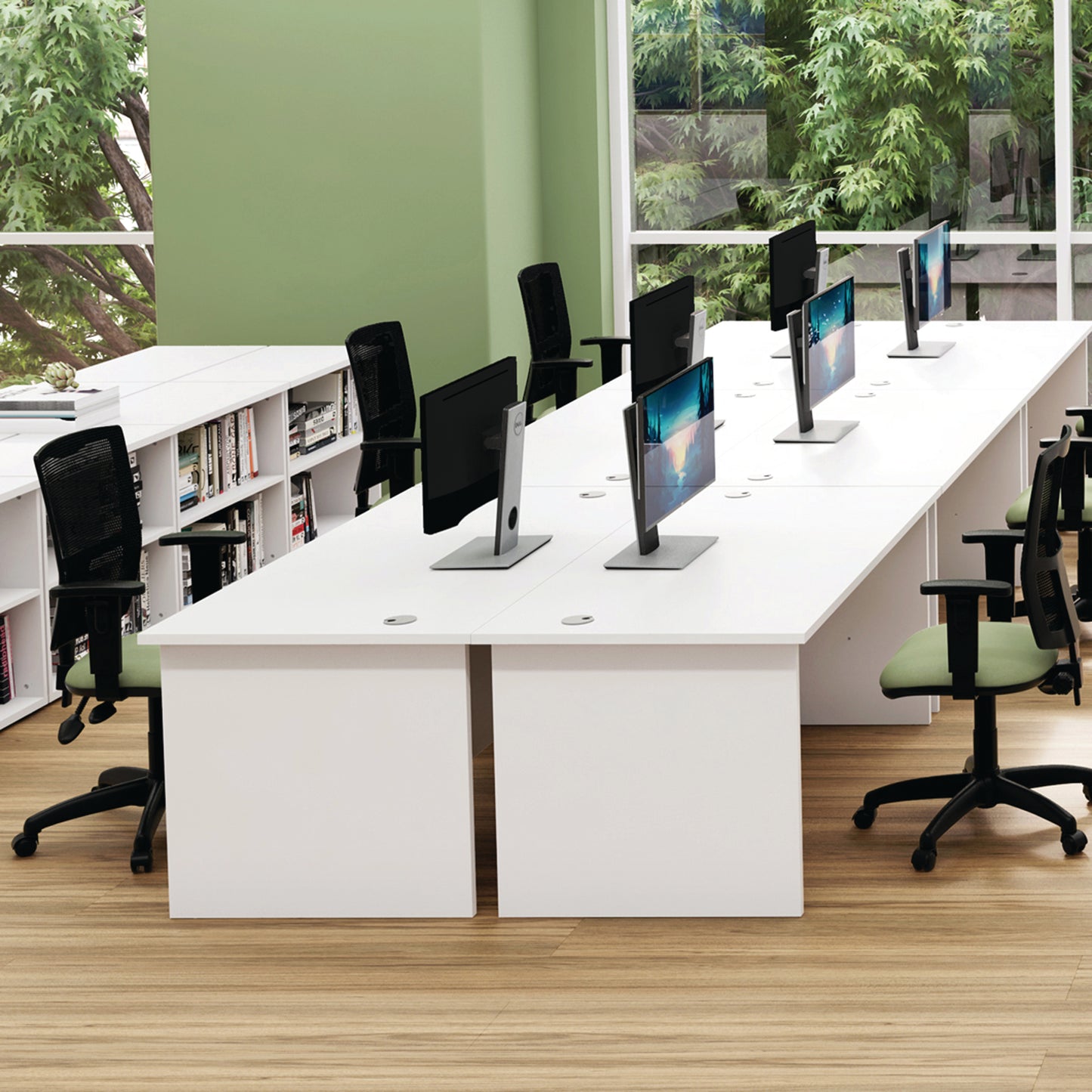 Jemini Rectangular Panel End Desk 1600x800x730mm Grey Oak KF804475