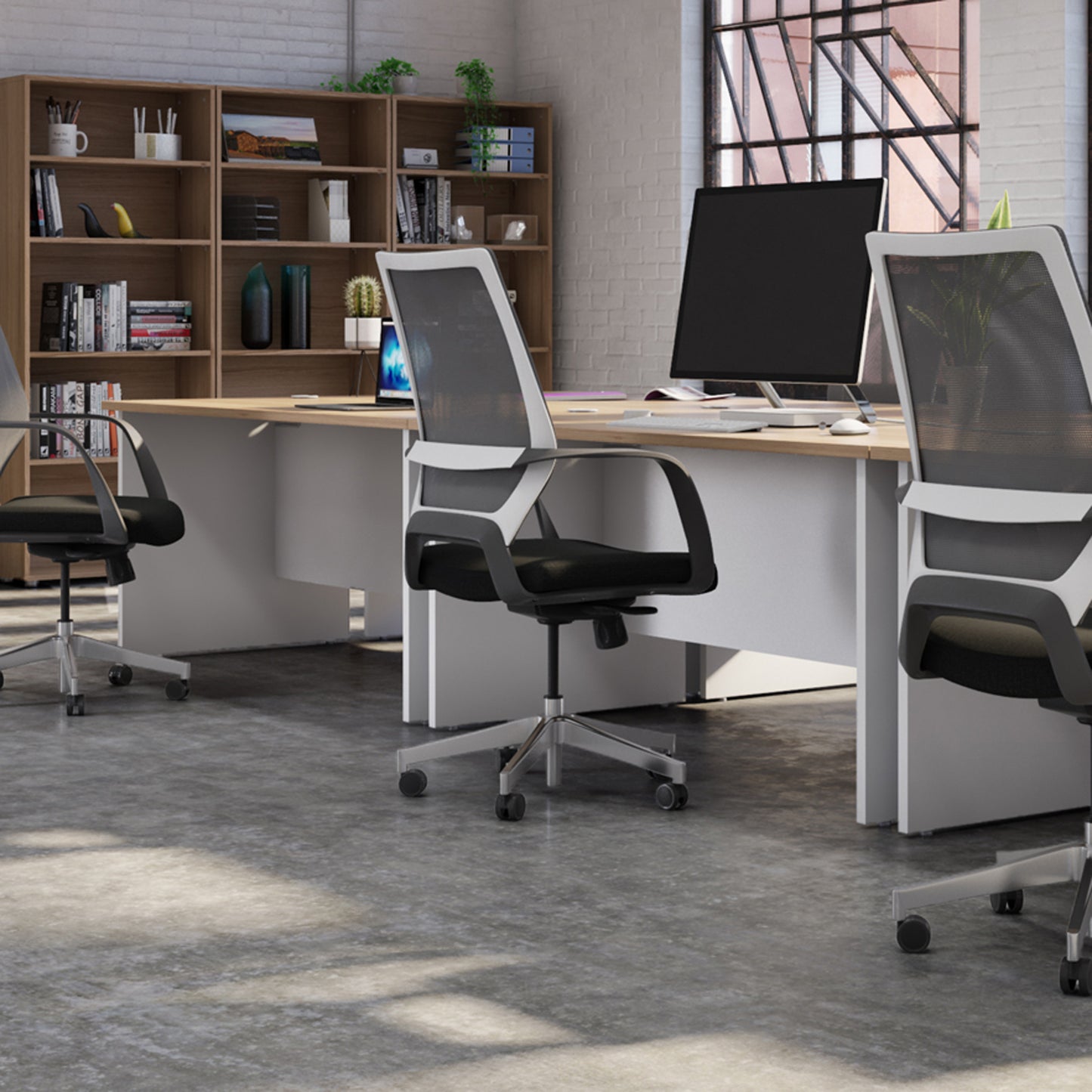 Jemini Rectangular Panel End Desk 1400x800x730mm Grey Oak KF804710