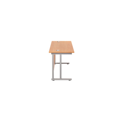 Jemini Rectangular Cantilever Desk 1200x600x730mm Beech/Silver KF806202
