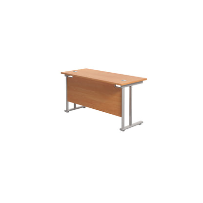 Jemini Rectangular Cantilever Desk 1200x600x730mm Beech/Silver KF806202