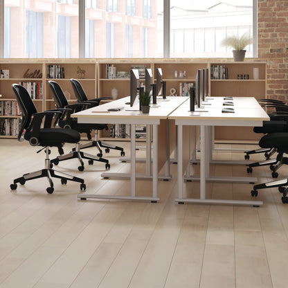 Jemini Rectangular Cantilever Desk 1200x600x730mm Beech/Silver KF806202