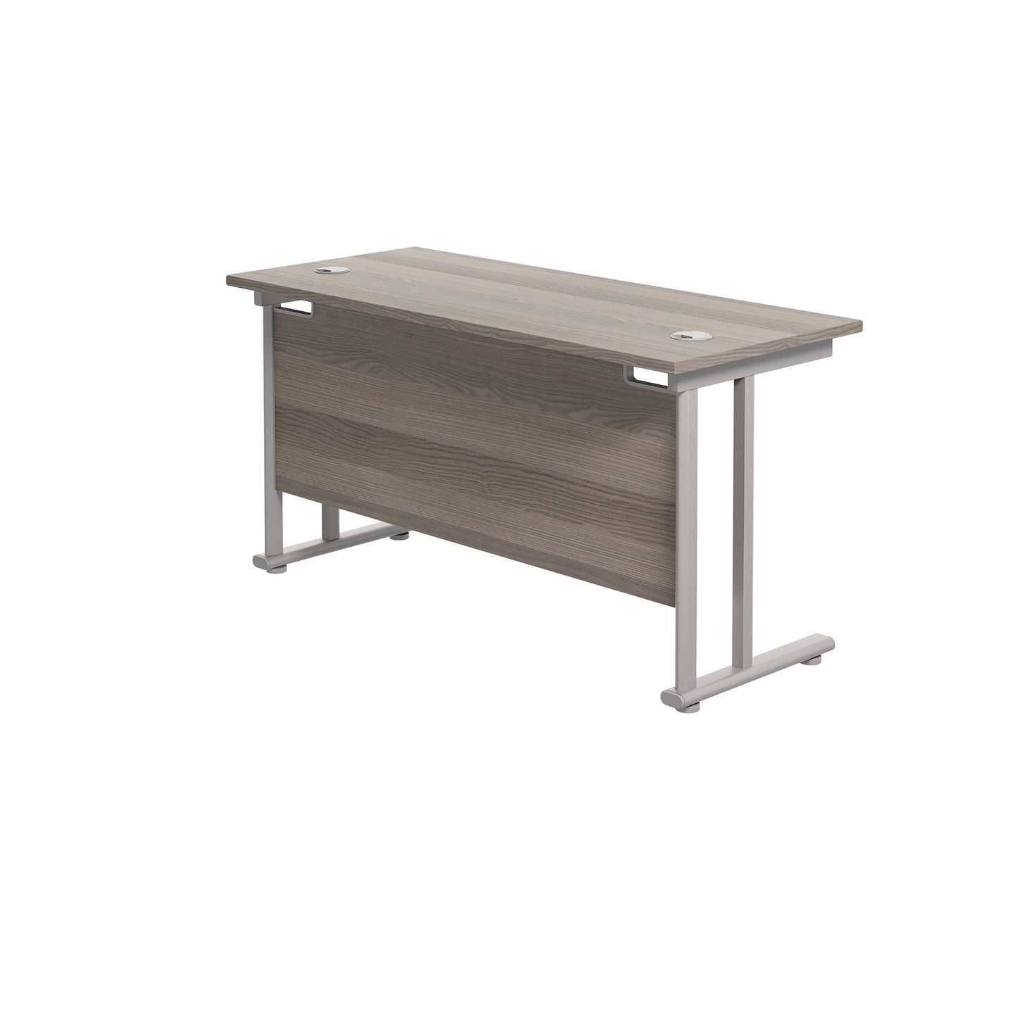 Jemini Rectangular Cantilever Desk 1200x600x730mm Grey Oak/Silver KF806219