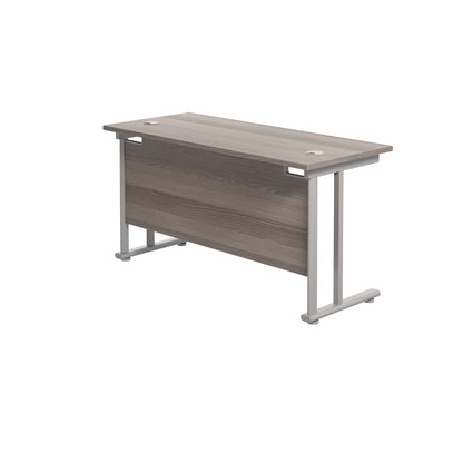 Jemini Rectangular Cantilever Desk 1200x600x730mm Grey Oak/Silver KF806219