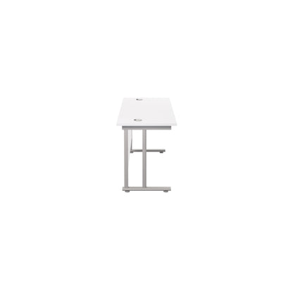 Jemini Rectangular Cantilever Desk 1200x600x730mm White/Silver KF806233
