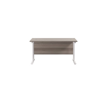 Jemini Rectangular Cantilever Desk 1200x600x730mm Grey Oak/White KF806271