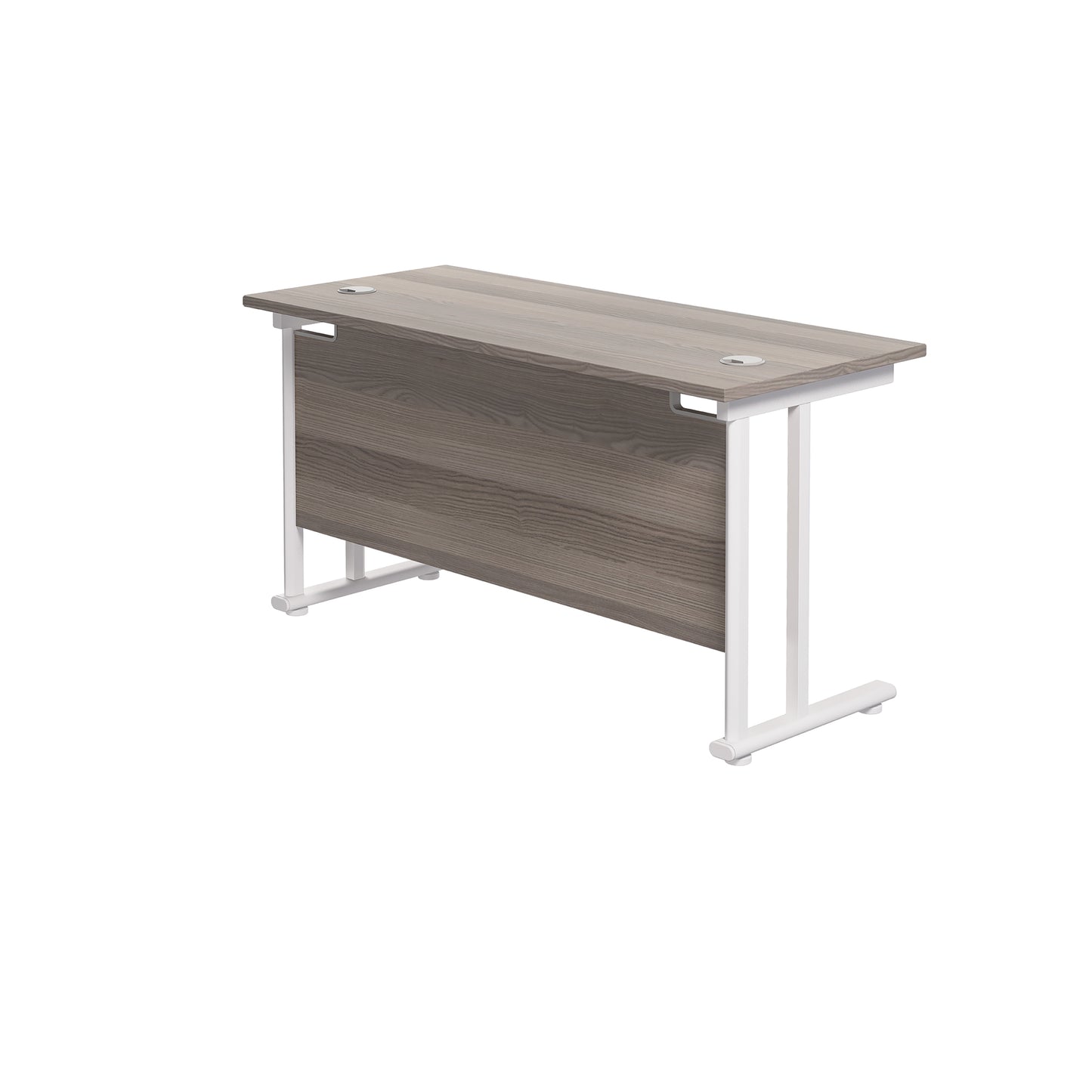 Jemini Rectangular Cantilever Desk 1400x600x730mm Grey Oak/White KF806394
