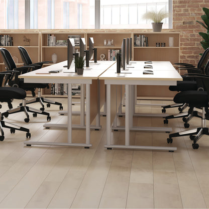 Jemini Rectangular Cantilever Desk 1400x600x730mm White/White KF806417