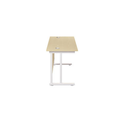 Jemini Rectangular Cantilever Desk 1400x600x730mm Maple/White KF806424