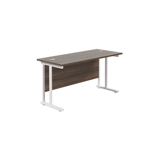Jemini Rectangular Cantilever Desk 1400x600x730mm Dark Walnut/White KF806431