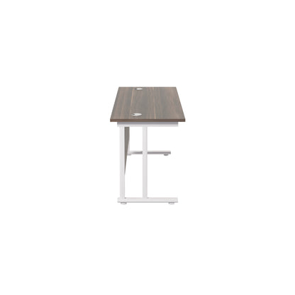 Jemini Rectangular Cantilever Desk 1400x600x730mm Dark Walnut/White KF806431