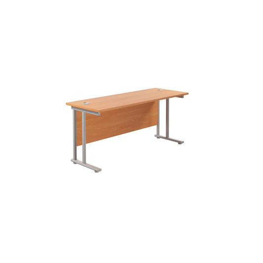 Jemini Rectangular Cantilever Desk 1600x600x730mm Beech/Silver KF806448