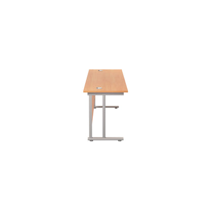 Jemini Rectangular Cantilever Desk 1600x600x730mm Beech/Silver KF806448