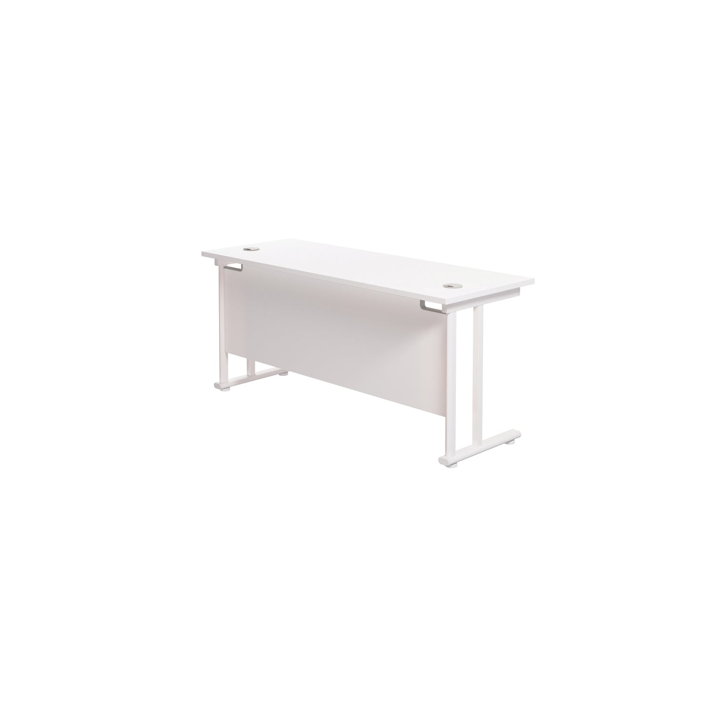 Jemini Rectangular Cantilever Desk 1600x600x730mm Grey Oak/Silver KF806455