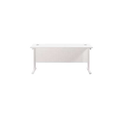 Jemini Rectangular Cantilever Desk 1600x600x730mm Grey Oak/Silver KF806455
