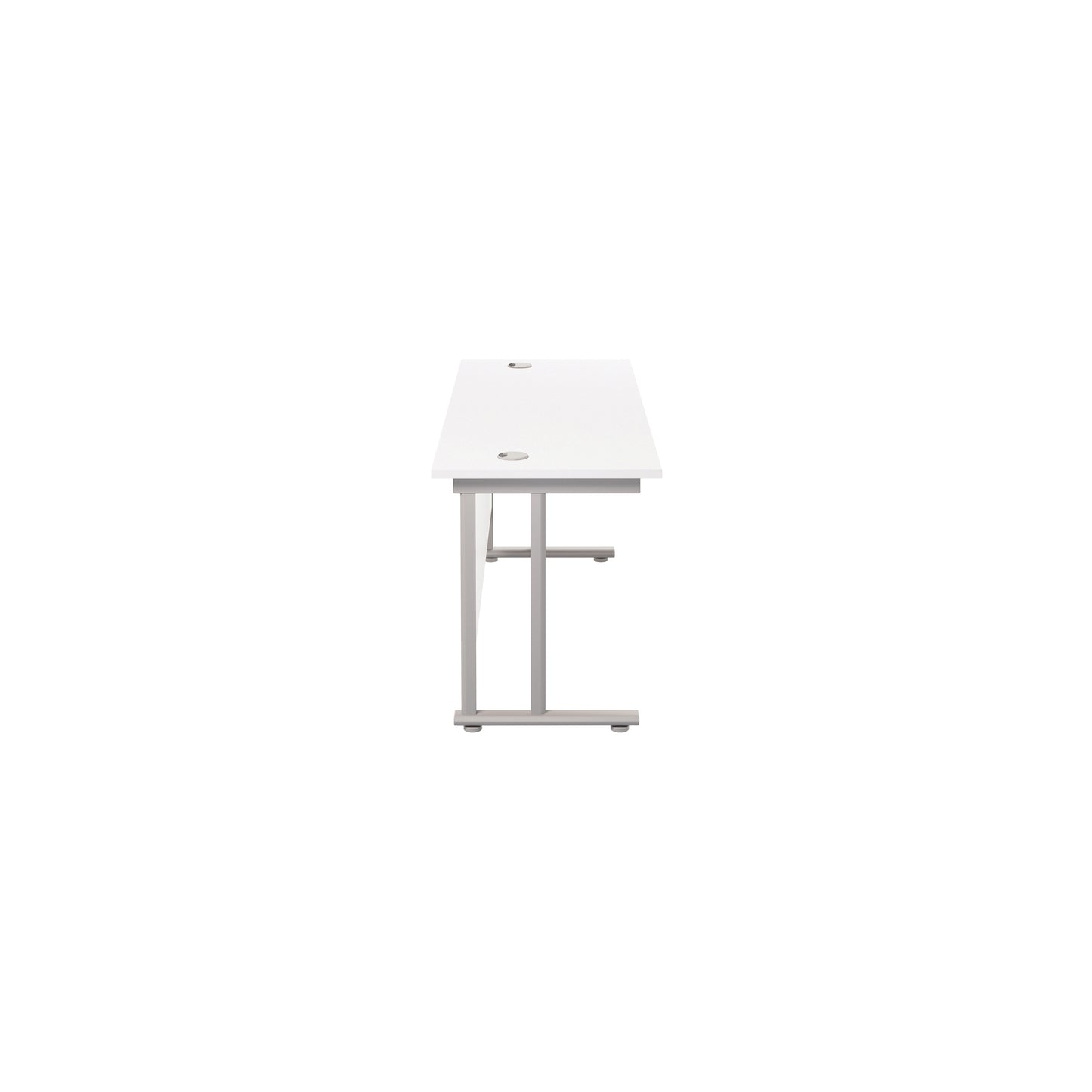 Jemini Rectangular Cantilever Desk 1600x600x730mm White/Silver KF806479