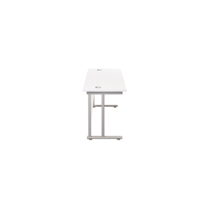 Jemini Rectangular Cantilever Desk 1600x600x730mm White/Silver KF806479