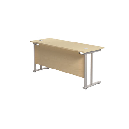 Jemini Rectangular Cantilever Desk 1600x600x730mm Maple/Silver KF806486