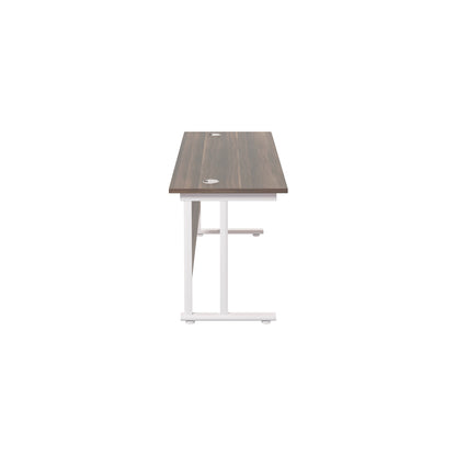 Jemini Rectangular Cantilever Desk 1600x600x730mm Dark Walnut/White KF806554