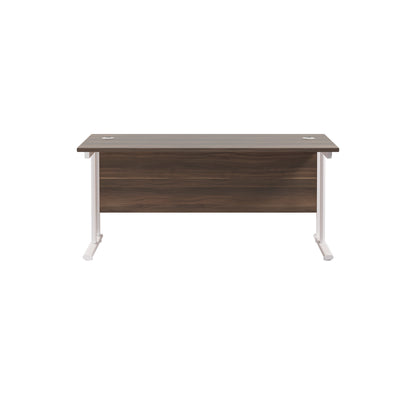 Jemini Rectangular Cantilever Desk 1600x600x730mm Dark Walnut/White KF806554