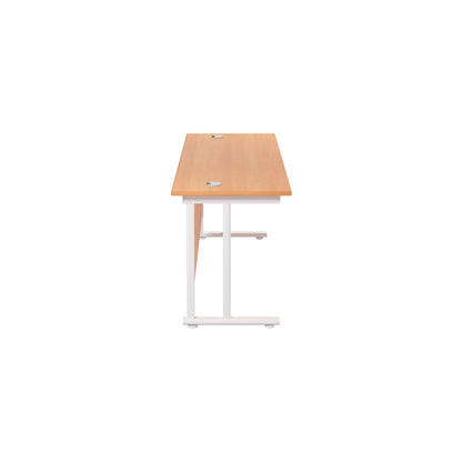 Jemini Rectangular Cantilever Desk 1800x600x730mm Beech/White KF806622