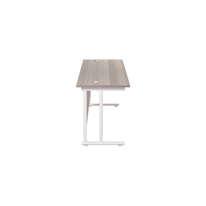 Jemini Rectangular Cantilever Desk 1800x600x730mm Grey Oak/White KF806639