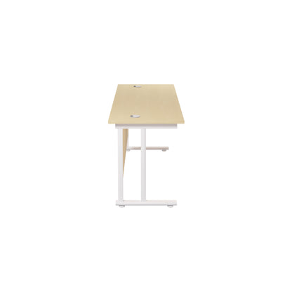 Jemini Rectangular Cantilever Desk 1800x600x730mm Maple/White KF806660