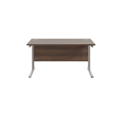 Jemini Rectangular Cantilever Desk 1200x800x730mm Dark Walnut/Silver KF806851