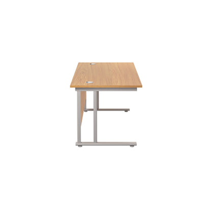 Jemini Rectangular Cantilever Desk 1400x800x730mm Nova Oak/Silver KF806943