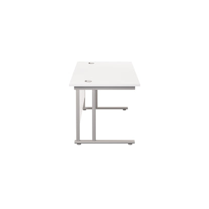 Jemini Rectangular Cantilever Desk 1400x800x730mm White/Silver KF806950