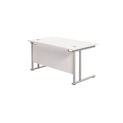 Jemini Rectangular Cantilever Desk 1400x800x730mm White/Silver KF806950