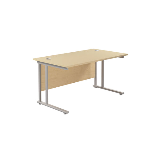 Jemini Rectangular Cantilever Desk 1400x800x730mm Maple/Silver KF806967