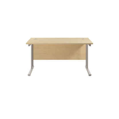 Jemini Rectangular Cantilever Desk 1400x800x730mm Maple/Silver KF806967