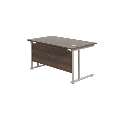 Jemini Rectangular Cantilever Desk 1400x800 Dark Walnut/Silver KF806974