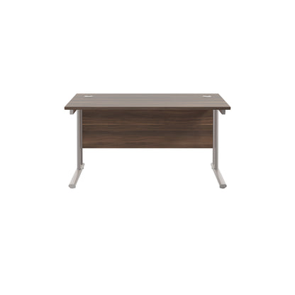 Jemini Rectangular Cantilever Desk 1400x800 Dark Walnut/Silver KF806974