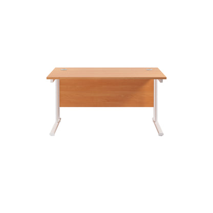 Jemini Rectangular Cantilever Desk 1400x800x730mm Beech/White KF806981