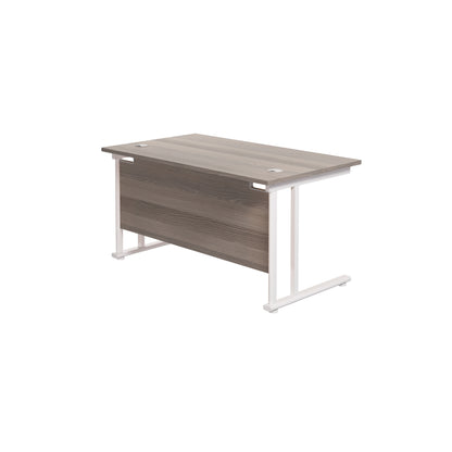 Jemini Rectangular Cantilever Desk 1400x800x730mm Grey Oak/White KF806998