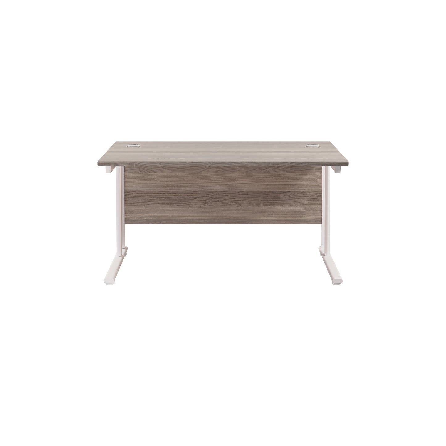 Jemini Rectangular Cantilever Desk 1400x800x730mm Grey Oak/White KF806998
