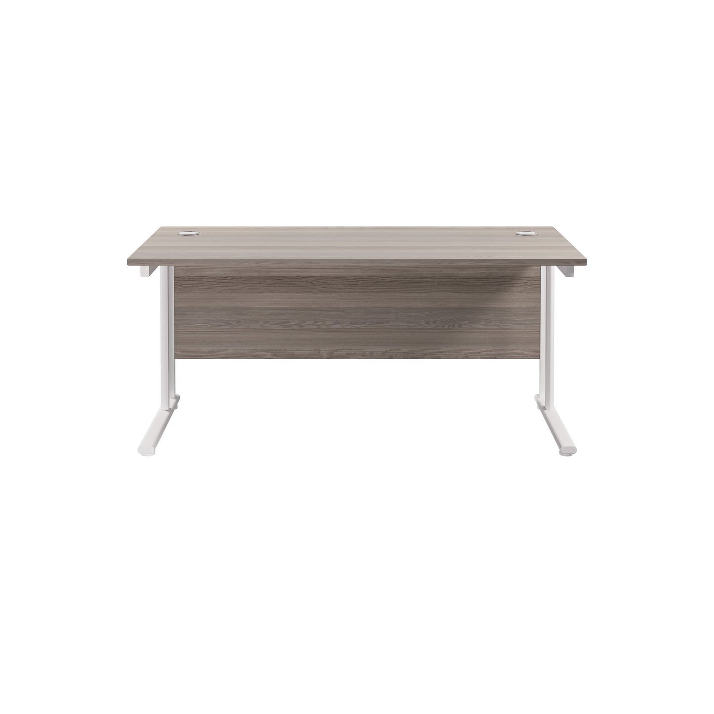 Jemini Rectangular Cantilever Desk 1600x800x730mm Grey Oak/White KF807117