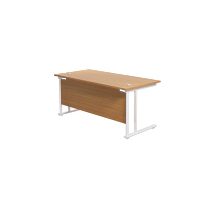 Jemini Rectangular Cantilever Desk 1600x800x730mm Nova Oak/White KF807124