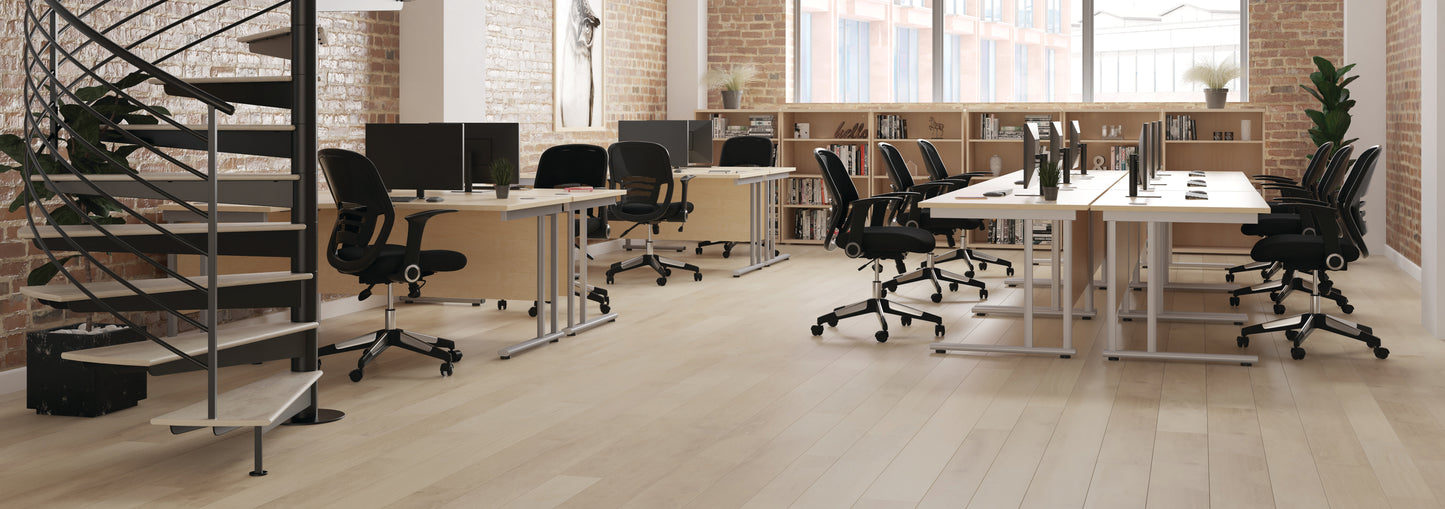 Jemini Rectangular Cantilever Desk 1600x800x730mm Nova Oak/White KF807124