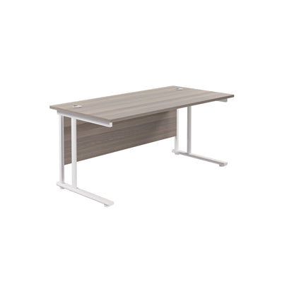 Jemini Rectangular Cantilever Desk 1800x800x730mm Grey Oak/White KF807230