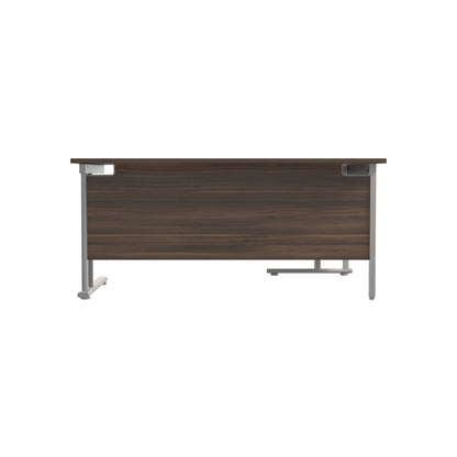 Jemini Radial Left Hand Cantilever Desk 1600x1200x730mm Dark Walnut/Silver KF807575